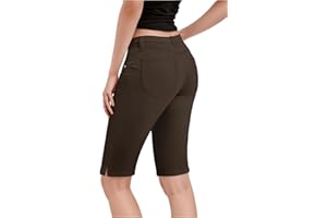 Hybrid & Company Womens Ultra Comfy Butt Lift Stretch Bermuda City Shorts with Pockets