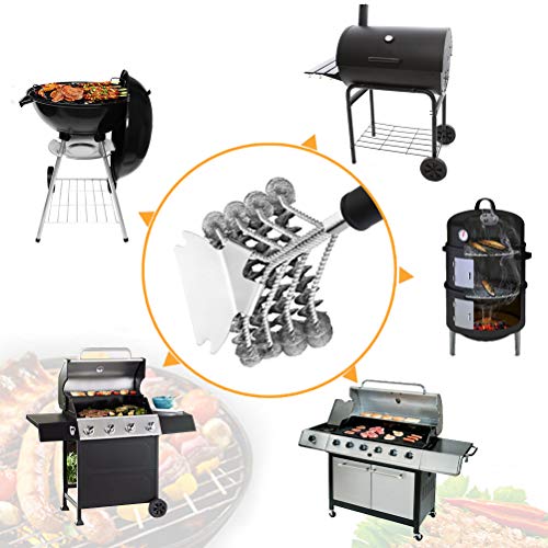 Grill Brush and Scraper Bristle Free - Faster Cleaning with 4 Helixes, Safe 18" Stainless Steel, BBQ Accessories, Easy Scrubbing for All Grill Grates & Griddles - Best Gifts for Grill Enthusiasts
