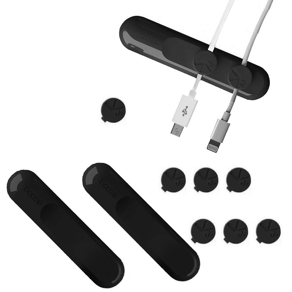 Bigcase Adjustable Magnetic Cable Management - Multipurpose Cord Organizer for Tiny Electronic Cables (Pack of 3 Black)