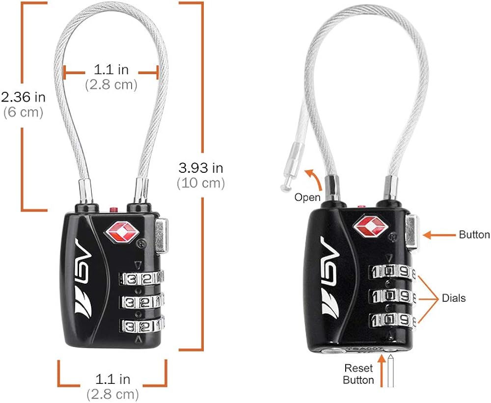  | TSA Approved Luggage Travel Lock, Set-Your-Own Combination Lock for School Gym Locker, Luggage Suitcase Baggage Locks, Filing Cabinets, Toolbox, Case | Luggage Locks