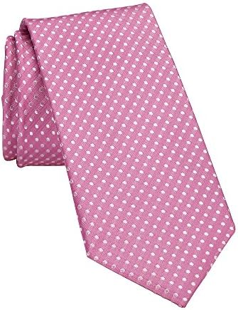 Donum Collection Pink Silk Mens Tie Necktie Modern Medium 2.5 Inch Width White Dots