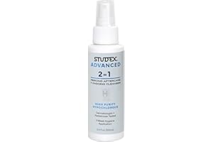 Studex Advanced 2-in-1 Piercing Aftercare & Cleanser – Hypochlorous Spray for Body and Ear Piercing, Hypoallergenic Formula for Sensitive Skin (3.4oz)
