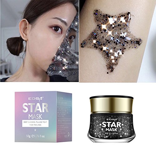 Sunsent Face Peel Off Mask, Star Mask Bling Glitter Deep Cleaning Pore Moisturizing Peel Off Mask Facial Face Masks Skin Care