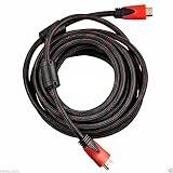 CableVantage New PREMIUM HDMI CABLE 30FT For BLURAY 3D DVD PS3 HDTV XBOX LCD HD TV 1080P Red Mesh High Speed Gold-plated Cord Red