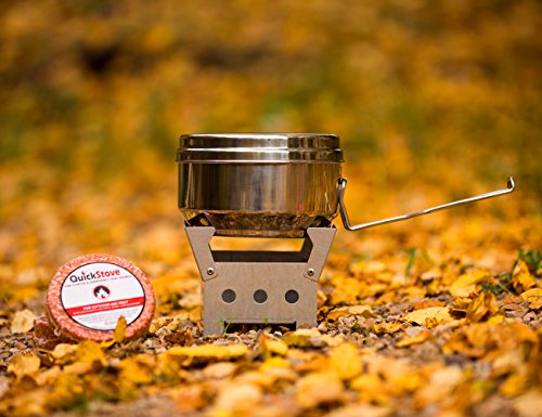 QuickStove Portable Emergency Cook Kit. Multi-Fuel Stove, Stainless Steel Pot, Fuel, and Food - Perfect for Survival Kits & Emergency Preparedness
