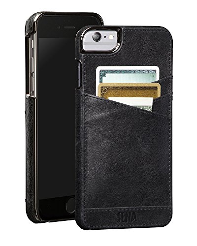 Sena Lugano Wallet ST , Leather Wrapped Card holder snap on case for the iPhone 6 Plus & iPhone 6s Plus - Black