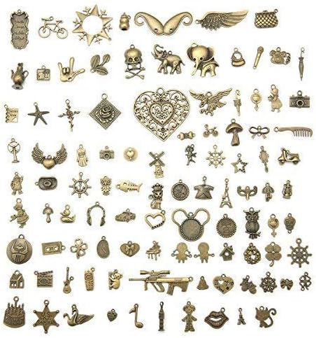 ARTISTORE 100 Pieces Alloy Mixed Charms Pendants DIY for Jewelry Making and Crafting