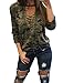 FISACE Women's Long Sleeve Camouflage Lace-up Loose Fit T Shirt Tops