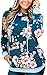Angashion Women Hoodies-Tops- Floral Printed Long Sleeve Pocket Drawstring Sweatshirt With Pocket,Blue,US 10/Tag XL