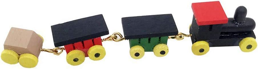 KINGWani 1/12 Doll house Miniature Wooden Carriages and Train Toy Set Model Home Decor