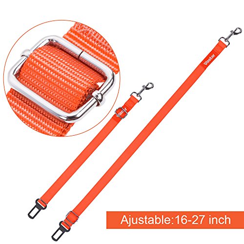 Vastar 2 Packs Adjustable Pet Dog Cat Car Seat Belt Safety Leads Vehicle Seatbelt Harness, Fluorescence Orange