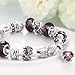 Naivo Designer Inspired Crystal Snake Chain Murano Glass Beads Charm Bracelet - 50 Shades of Love-Purple Topaz