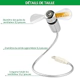 Huiheng Mini LED Clock Fan USB Powered Flexible Gooseneck Silent Personal Desk view 5