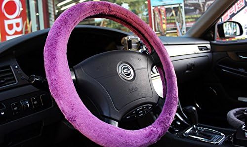 Automotive Accessories Winter Fur Car Steering Wheel Cover Handle Cover Biolet 15"(380mm)