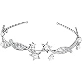 FRCOLOR Wedding Headband Star Weave Bridal Crown Hair Accessories Silver Rhinestone Wavy Hairband for Bride Bridesmaid Special Occasions