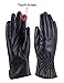 Women Winter Leather Warm Gloves Cashmere Lining Thick Windproof Outdoor Hand Mittens Touch Screen
