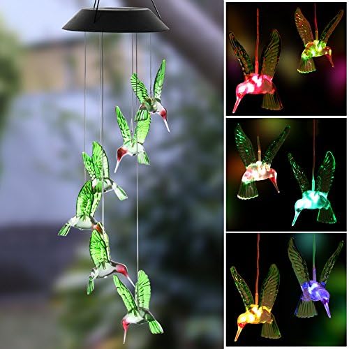 KUAHAIHINTERAL Solar Wind Chime Outdoor Mobiles Led Solar Powered Wind Chimes for Home/Party/Yard/Mother Day Yard Decoration Gifts (Style A)