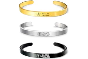 RENYILIN 3PCS Stainless steel cuff bracelet Medical alert ID Emergency first Aid bracelet