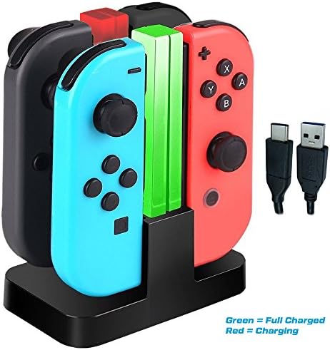 Nintendo Switch JoyCon Charger Dock, 4 in 1 Charging Stand LED Status for Nintendo Switch Joy Con