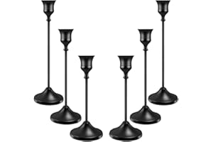 Set of 6 Candle Stick Holders Set, Black Taper Candle Holder, Vintage Dining Table Centerpiece Decorations for Wedding Party 