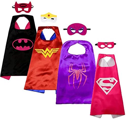 Darlene Chaplin Kids Dress up Cartoon Superhero Costume with Satin Cape and Matching Felt Mask