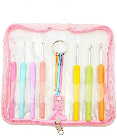 7 Pcs Crochet Hooks Set One Bonus accessory Crafts Knitting Needles With Ergonomic Grip Soft Rubber TPR Handle in PVC Case