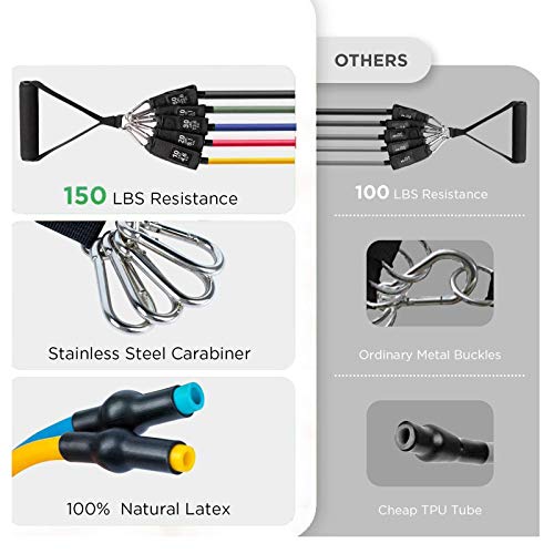 HAISITING Resistance Bands Set,Workout Bands,Exercise Bands for Men & Women,5 Tube Fitness Bands with Door Anchor,Handles,Portable Bag,Legs Ankle Straps for Musle Training,Shape Body,Home Workouts