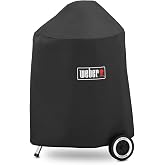 Weber&reg; Grill Cover for 18" Kettle Charcoal Grills, Grill Accessory, Black | Durable Polyester, Lightweight, Snug Fit with Velcro Straps, Integrated Storage Pouch (Dims: 20.5" L x 20" W x 32.5" H)