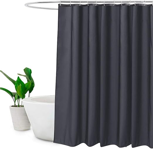 EurCross Dark Grey Extra Long Shower Curtains 210cm drop, Polyester
