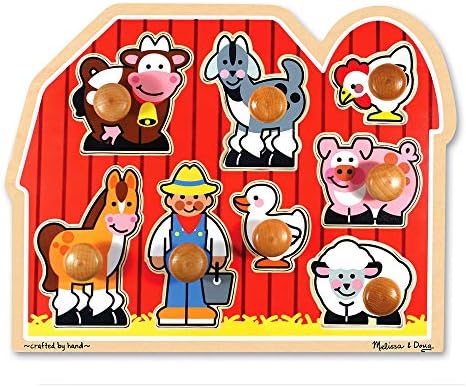 Melissa & Doug Large Farm Jumbo Knob Puzzle (Colorful Farm Artwork, 8 Pieces, Great Gift For Girls And Boys - Best For Babies And Toddlers, 12 Month Olds, 1 And 2 Year Olds))