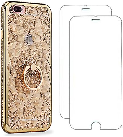 Luxury iPhone 7 Plus Case Bling for woman iPhone7 Cover For Apple i Phone 7plus Women Crystal Diamond Rhinestone female (Golden)