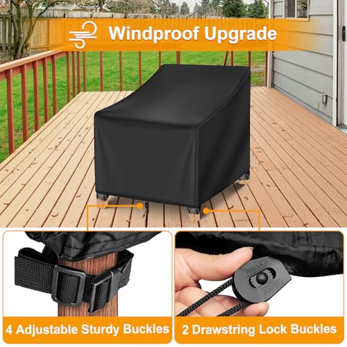 Kipiea 500D Patio Chair Covers Waterproof Winter - 2 Pack Lawn Outdoor Furniture Chair Covers with Anti UV and No Tears, No Fading (35"W x 38"D x 31"H)