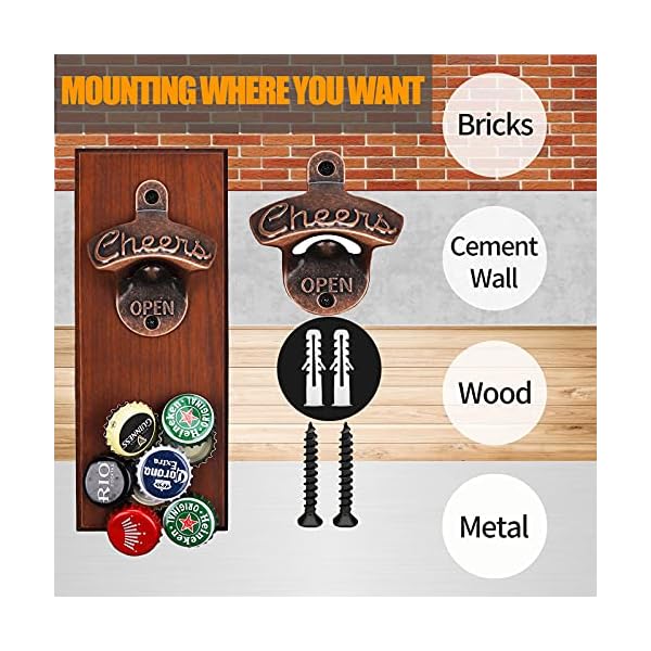 Bottle-Opener-Wall-MountedMagnetic-Beer-Bottle-Openers-with-Auto-Catch-CapsNovelty-Beer-Gifts-for-Dad-Him-Men-Husband-Beer-LoverCool-Gadget-Perfect-for-Kitchen-FridgeBarMan-CaveHome-PubGarden Magnetic Beer Bottle Opener Wall Mounted with Catcher, Novelty Beer Gift Ideas for Men Dad Husband Him, Cool Gadgets for…
