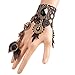 Meiysh Gothic Lolita Retro Steampunk Gear Lace Slave Bracelet Wristband Black Flower Ring (black 1)