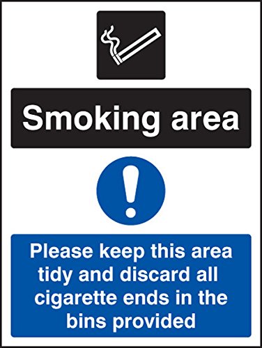 Caledonia Signs 83081K Sign, Smoking Area Keep Area Tidy, Discard Ends In Bins