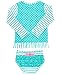 RuffleButts Aqua Striped Polka Long Sleeve Rash Guard Bikini - 2T