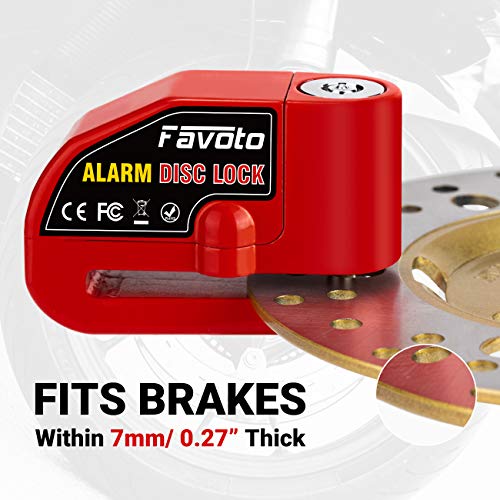 Favoto Motorfiets Remschijfslot Alarm Schijfslot 110dB Luid Motorslot Fietsslot Met Trilalarm 1,2 m Herinneringskabel… - Image 5