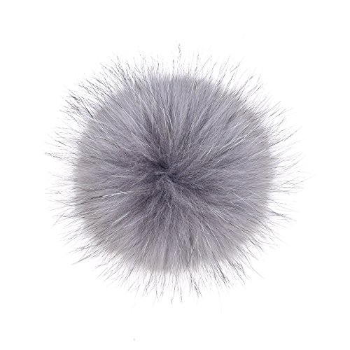 Real raccoon fur pom pom with button big fur balls for knitted be…