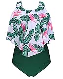 RXRXCOCO Women High Waisted Bikini Swimsuit Two Piece Bathing Suit Top with Swim Bottom
