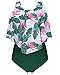 RXRXCOCO Women Flounce High Waisted Bikini Swimsuit Two Piece Bathing Suit Top with Swim Bottom
