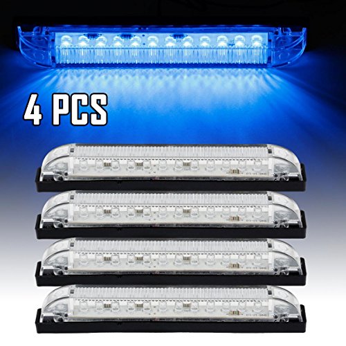6″ Clear/Blue Underwater Led RV Boat Light 12LED Utility Strip Light Sealed 6pcs