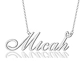 AOLO Micah Heart Name Necklace Silver Stainless