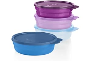 Tupperware Microwave Reheatable Cereal Bowls Set, Dishwasher Safe and BPA Free (4 Bowls, 4 Lids)