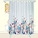 Fabric, Blue with Flowers, Birds and Butterflies SYOM Shower Curtain Set with Hooks Polyester Non-toxic and Anti-Bacterial, Machine Washable, 70x70 inch