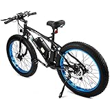 ECOTRIC Fat Tire Electric Bike Beach Snow Bicycle 4.0 inch Fat Tire ebike 500W Electric Mountain Bicycle with Shimano 7 Speeds Black/Orange Lithium Battery Electric Mountain Bicycle …