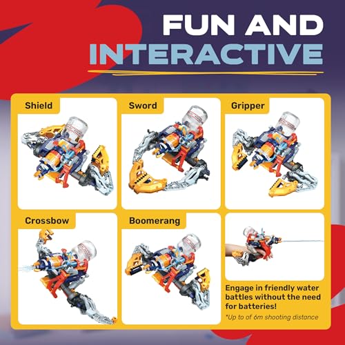 Mega Cyborg 5 Water Blaster STEM Toy | Hydraulic Cyborg Hand with 5 Modes | Battery-Free STEM Engineering Toys for Kids and Teens | Gifts for Kids Age 10 and Up | Bilingual Manual | 181 Pieces