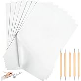 150 Sheets White Carbon Graphite Transfer Paper A4 Size Tracing Carbon Copy Graphite Paper with 5 Embossing Stylus Tracing Stylus Dotting Tools for Cloth Fabric Embroidery and Wood