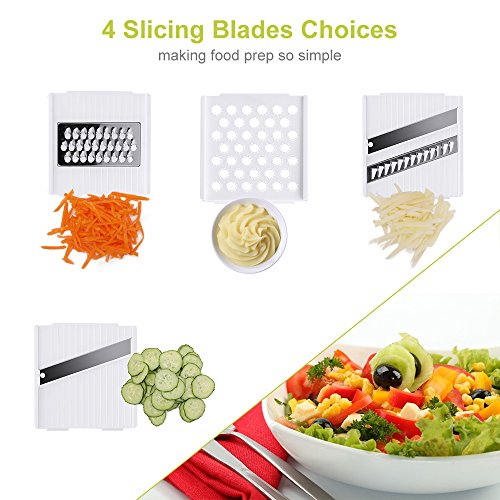 E-Gtong Vegetable Chopper and Food Slicer, Vegetable Slicer with 9 Interchangeable Blades, Potato Onion Chopper and Cutter for Vegetable and Fruit with Big Container, Cleaner and Hand Protector