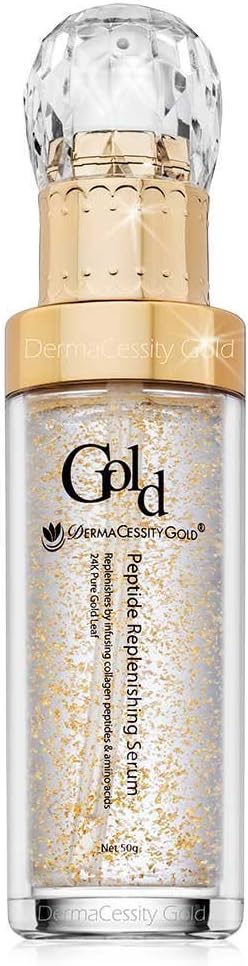 #1 BEST 24K PURE GOLD LEAF PEPTIDE REPLENISHING SERUM | MOST LUXURIOUS | EXCLUSIVE by DermaCessityGold! Net 50g