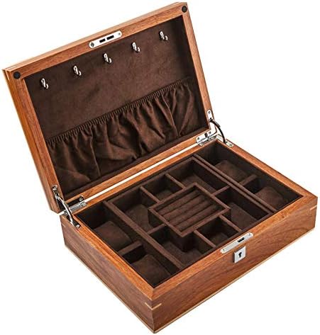 irugh Jewelry box, rosewood solid wood double jewellery box watch box jewelry ring earrings necklace collection storage box